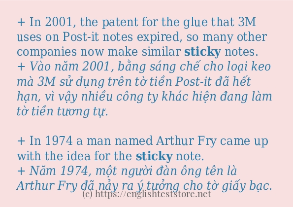 sticky cách dùng và ví dụ trong câu