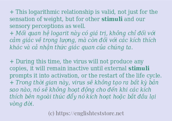 stimuli cách dùng và ví dụ trong câu
