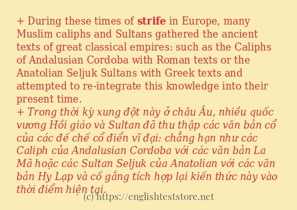 strife áp dụng trong câu và ví dụ