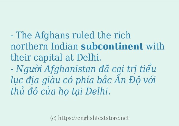 subcontinent các ví dụ và câu điển hình subcontinent các ví dụ và câu điển hình