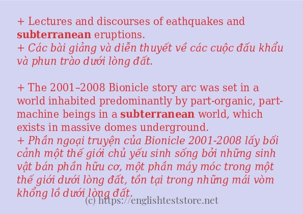 subterranean câu ví dụ về cách dùng