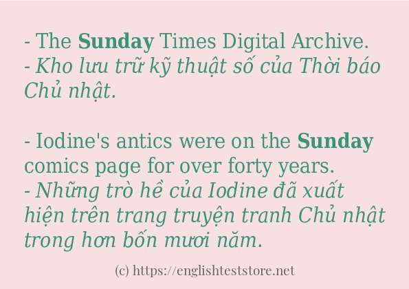 sunday cách dùng và câu ví dụ