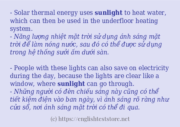 sunlight các cách dùng và câu ví dụ