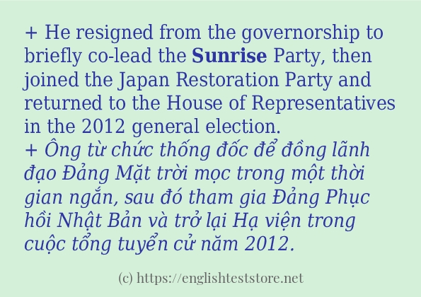 sunrise cách sử dụng trong câu và ví dụ