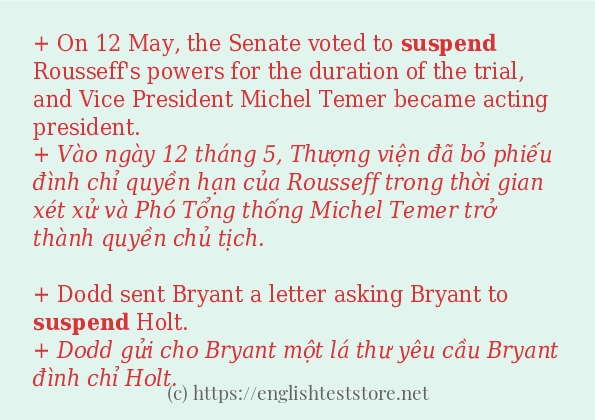 suspend các ví dụ và câu điển hình