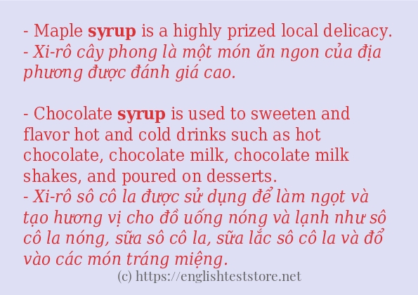 syrup câu ví dụ và cách sử dụng