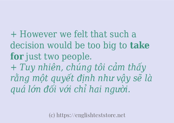 take for sử dụng như thế nào và câu ví dụ