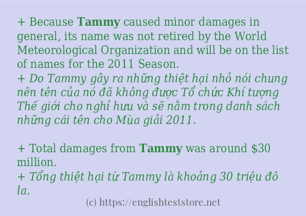 tammy áp dụng trong câu và ví dụ