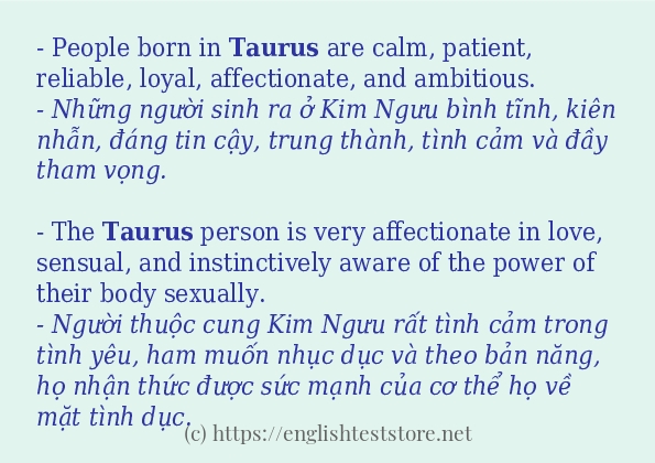 taurus câu ví dụ về cách dùng