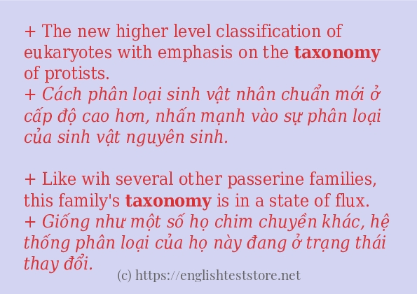 taxonomy sử dụng thực tế trong câu