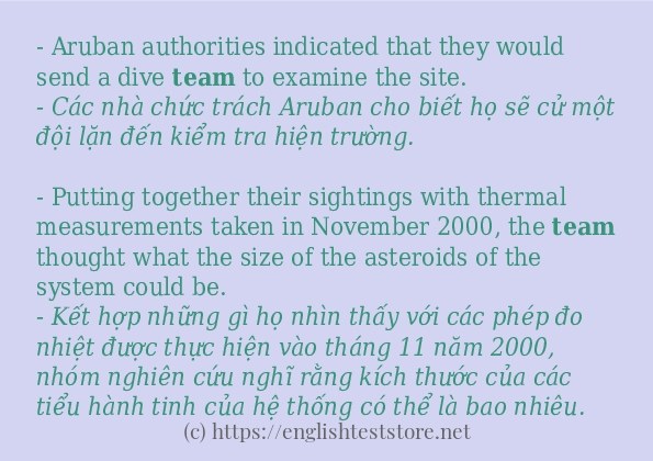 team áp dụng trong câu và ví dụ
