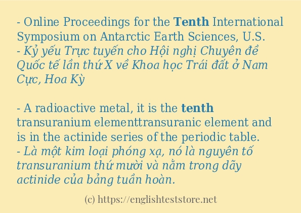 tenth cách sử dụng và câu ví dụ