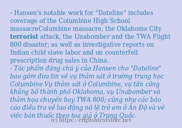 terrorist cách sử dụng và câu ví dụ terrorist cách sử dụng và câu ví dụ