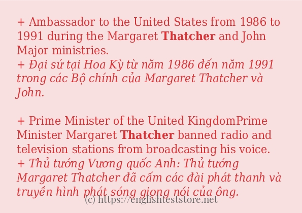 thatcher cách dùng trong câu và ví dụ