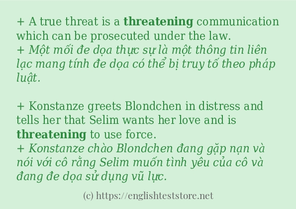 threatening cách dùng trong câu và ví dụ