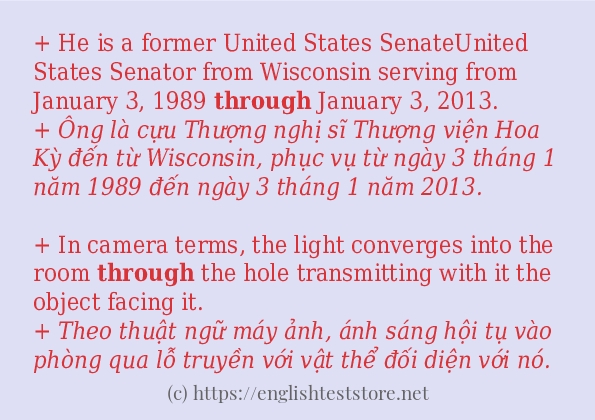 through câu ví dụ và cách sử dụng