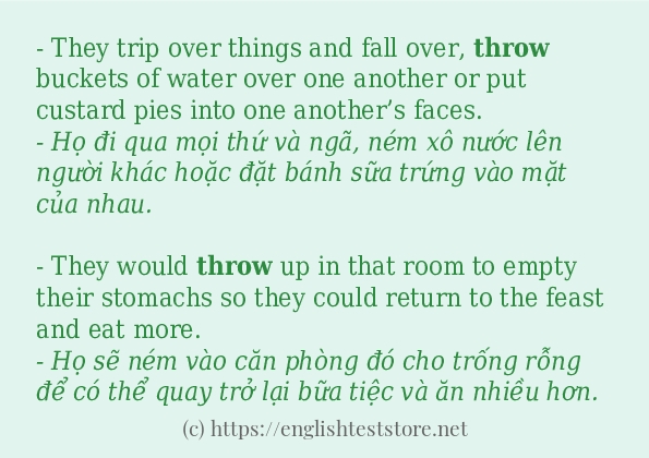throw các ví dụ và câu điển hình
