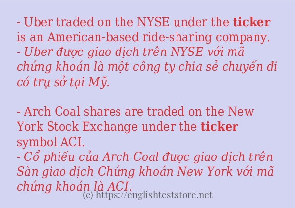 ticker câu ví dụ về cách dùng