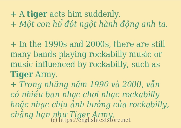 tiger câu ví dụ và cách sử dụng