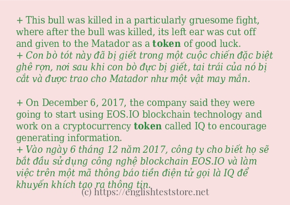 token sử dụng như thế nào và câu ví dụ