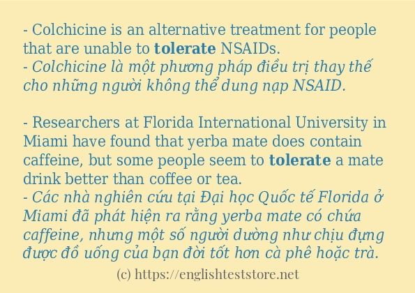 tolerate các ví dụ và câu điển hình