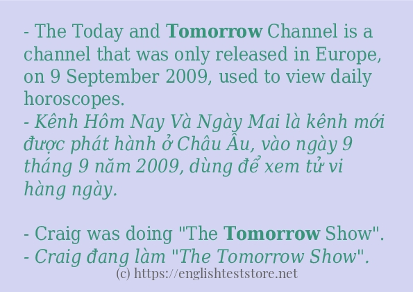 tomorrow ví dụ và cách sử dụng trong câu