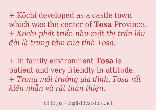 tosa câu ví dụ về cách dùng