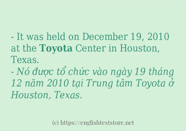 toyota câu ví dụ và cách sử dụng