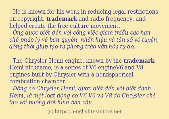 trademark cách sử dụng trong câu và ví dụ