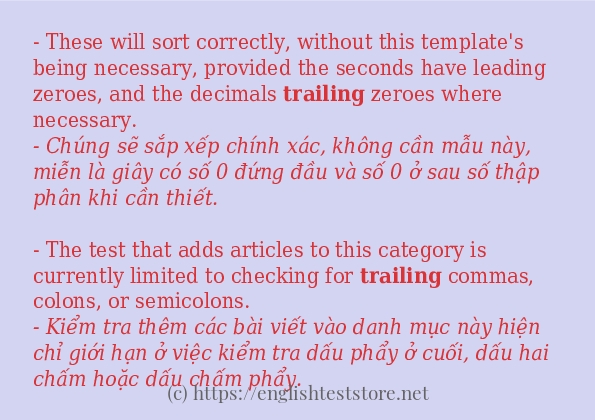 trailing các ví dụ và câu điển hình