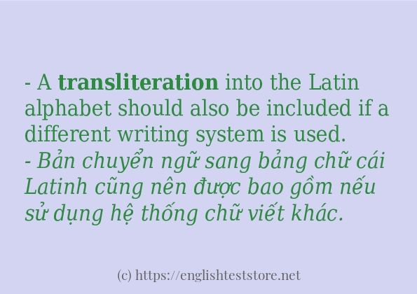 transliteration sử dụng thực tế trong câu