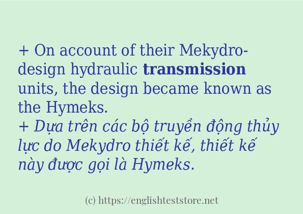transmission sử dụng như thế nào và câu ví dụ