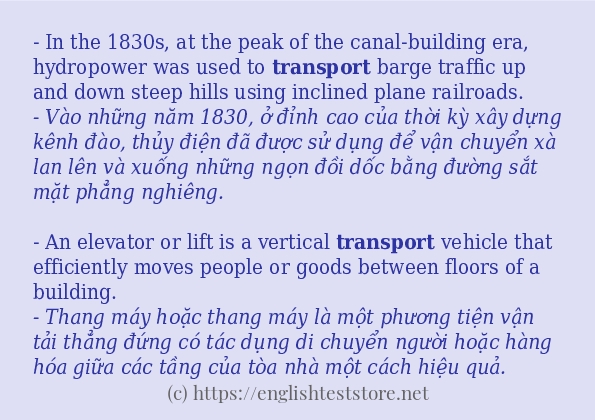 transport sử dụng thực tế trong câu