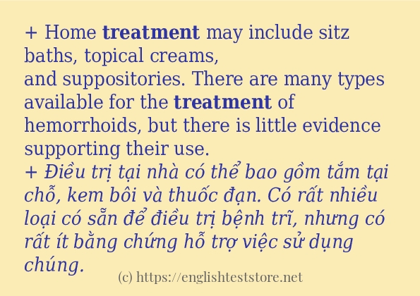 treatment sử dụng thực tế trong câu