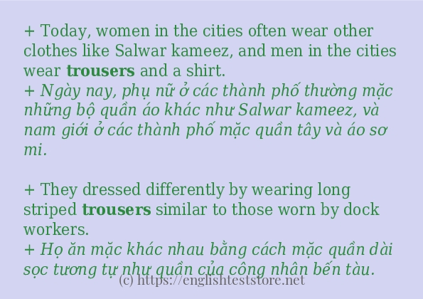 trousers cách dùng và ví dụ trong câu