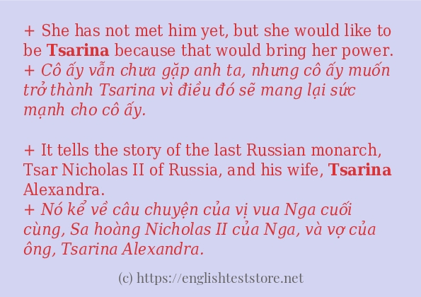 tsarina các cách dùng và câu ví dụ