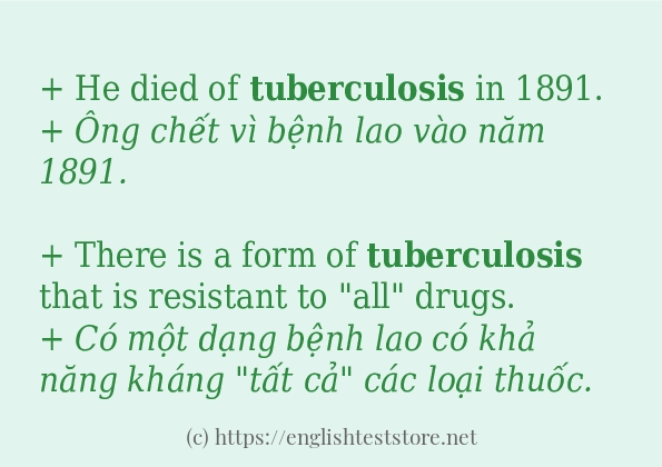 tuberculosis câu ví dụ về cách dùng tuberculosis câu ví dụ về cách dùng