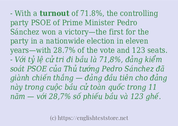 turnout sử dụng như thế nào và câu ví dụ