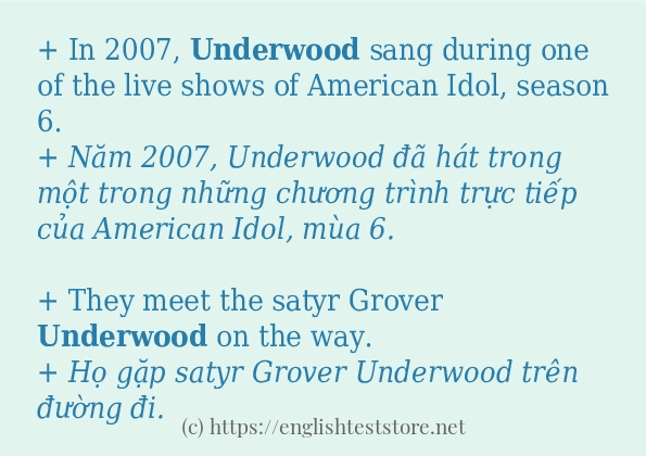 underwood sử dụng thực tế trong câu