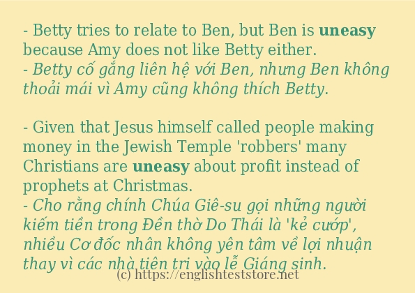 uneasy cách dùng trong câu và ví dụ