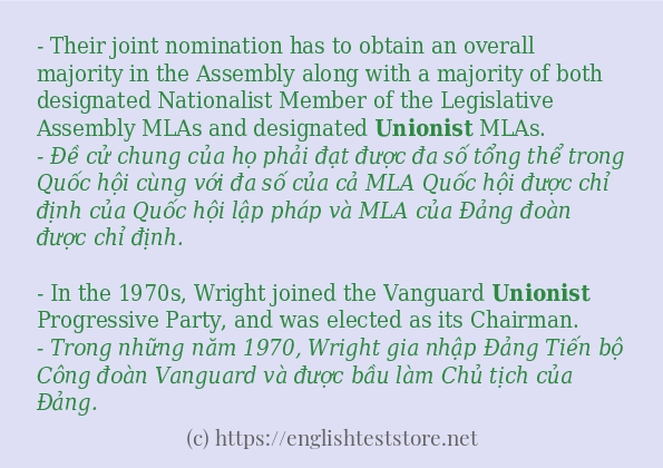 unionist ví dụ và cách sử dụng trong câu