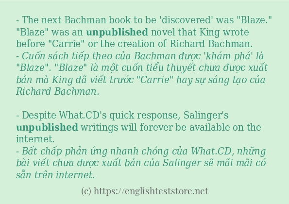 unpublished sử dụng như thế nào và câu ví dụ