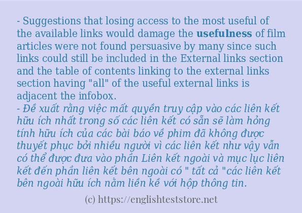 usefulness áp dụng trong câu và ví dụ