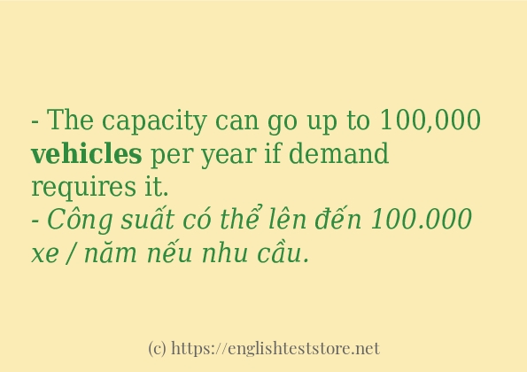 vehicles sử dụng như thế nào và câu ví dụ