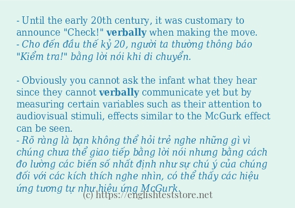 verbally các ví dụ và câu điển hình