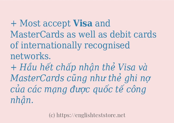 visa sử dụng như thế nào và câu ví dụ