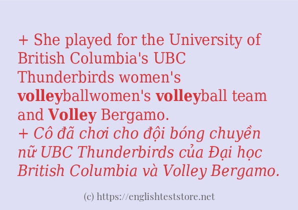 volley câu ví dụ về cách dùng