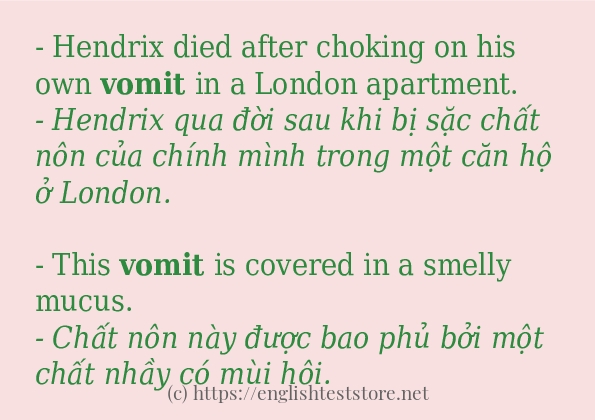 vomit ví dụ và cách sử dụng trong câu