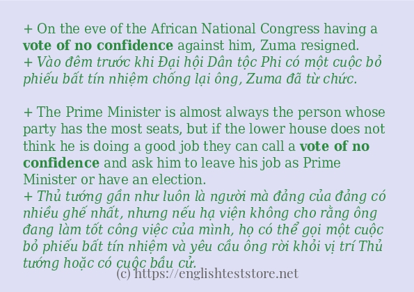 vote of no confidence các cách dùng và câu ví dụ