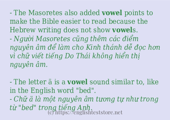 vowel sử dụng thực tế trong câu